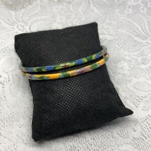 Bundle lot 2 vintage cloisonne bangle bracelet boho stackable